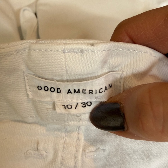 Good American Women's Good Straight Raw Hem White Stretch Denim Jeans Size 10 - Picture 5 of 13